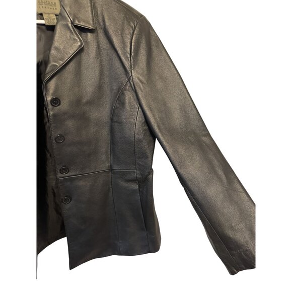 Vintage John Paul Richard Womens Black Leather Blazer Jacket Size 12 - Picture 4 of 5